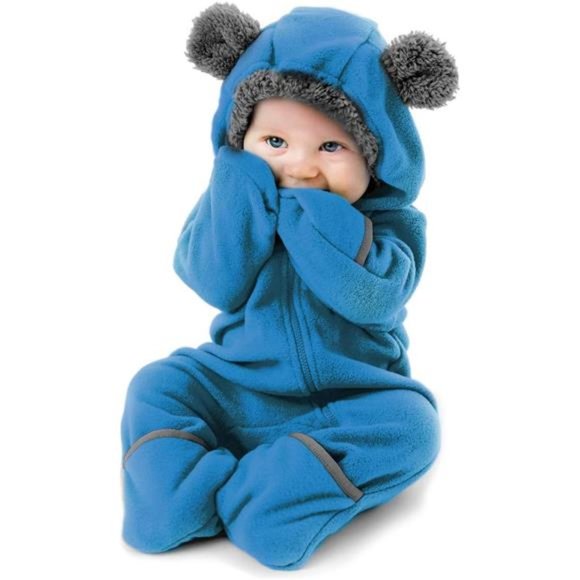 Fleece Baby Bunting Bodysuit – Infant One Piece Kids Hooded Romper